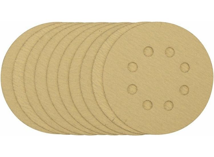 Draper 58111 Gold Sanding Discs with Hook &amp; Loop, 125mm, 120 Grit (Pack of 10)