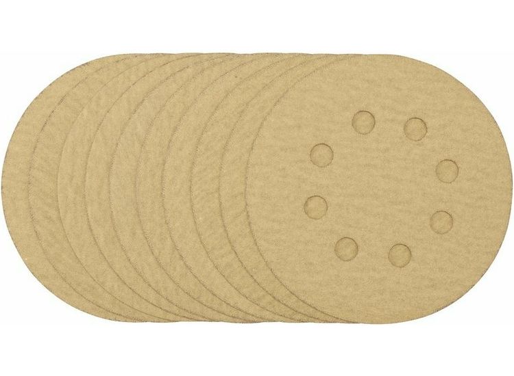Draper 58113 Gold Sanding Discs with Hook &amp; Loop, 125mm, 180 Grit (Pack of 10)