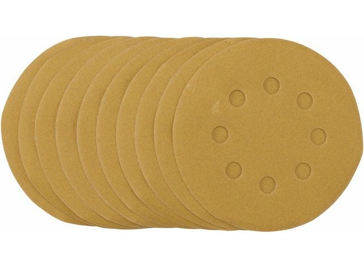 Draper 58340 Gold Sanding Discs with Hook &amp; Loop, 125mm, 240 Grit (Pack of 10)