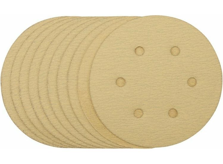 Draper 64025 Gold Sanding Discs with Hook &amp; Loop, 150mm, 120 Grit (Pack of 10)