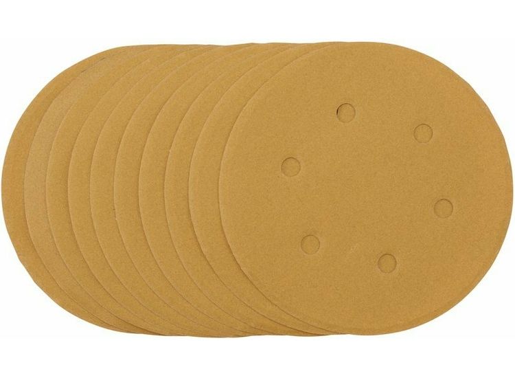 Draper 64257 Gold Sanding Discs with Hook &amp; Loop, 150mm, 240 Grit (Pack of 10)