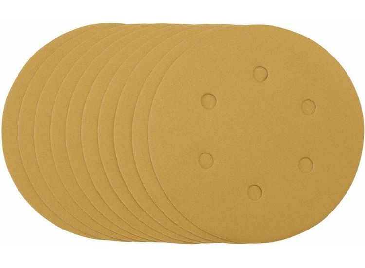 Draper 64265 Gold Sanding Discs with Hook &amp; Loop, 150mm, 320 Grit (Pack of 10)