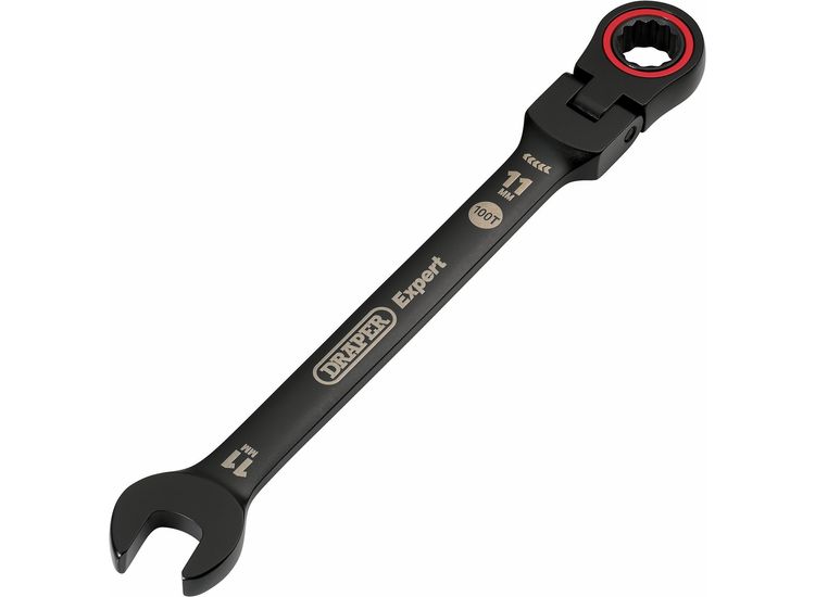 Draper Expert HI-TORQ® Metric Flexible Head Ratchet Combination Spanner Black