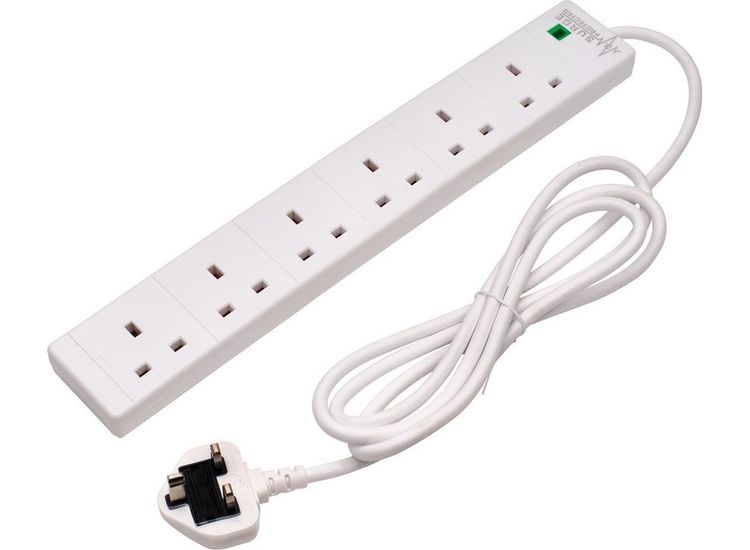 Draper 09659 Six Socket Surge Protected Extension Lead with Neon Indicator, 2m