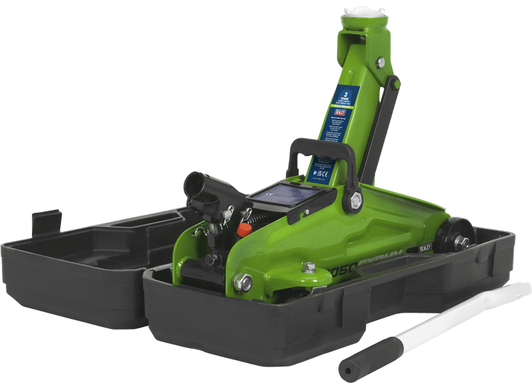 Sealey 1050CXDHV Trolley Jack 2tonne Hi-Vis Short Chassis with Storage Case