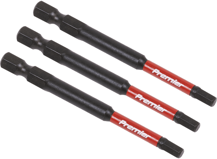 Sealey AK8262 Hex 4mm Impact Power Tool Bits 75mm - 3pc
