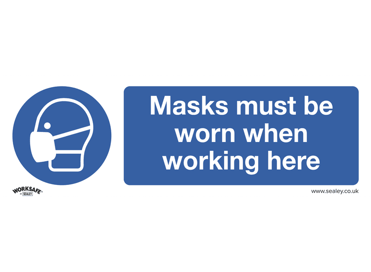 Sealey SS57V1 Mandatory Safety Sign - Masks Must Be Worn - Self-Adhesive Vinyl