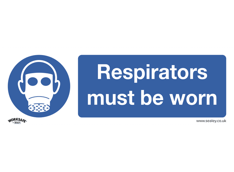Sealey SS56P10 Mandatory Safety Sign - Respirators Must Be Worn - Rigid Plastic - Pack of 10