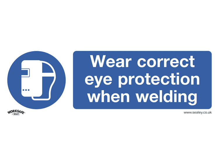 Sealey SS54V10 Mandatory Safety Sign - Wear Eye Protection When Welding - Self-Adhesive Vinyl - Pack of 10