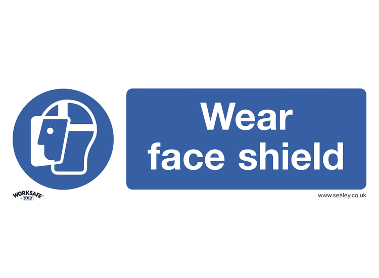 Sealey SS55V10 Mandatory Safety Sign - Wear Face Shield - Self-Adhesive Vinyl - Pack of 10