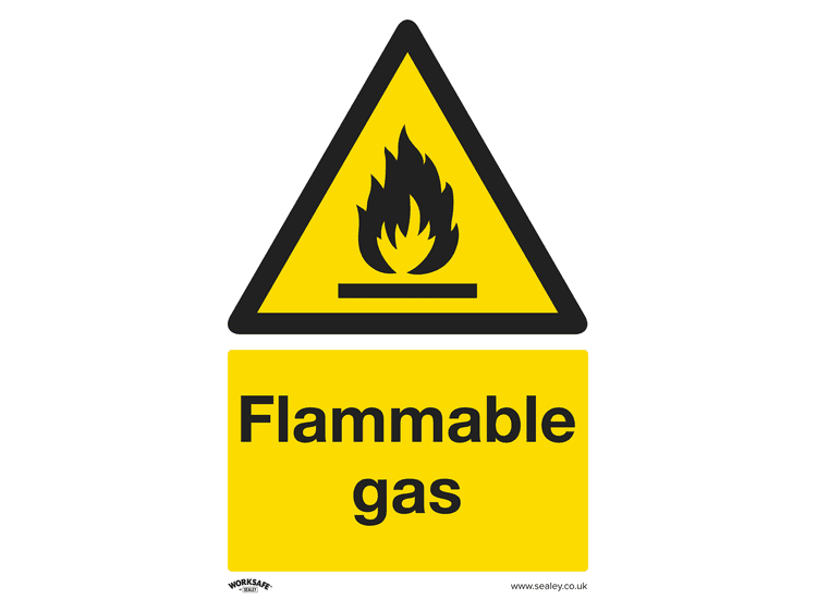 Sealey SS59V1 Warning Safety Sign - Flammable Gas - Self-Adhesive Vinyl