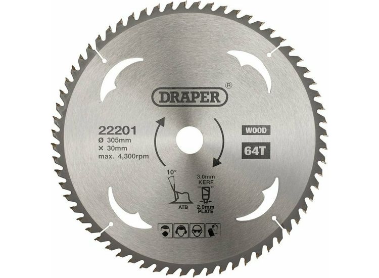 Draper 22201 TCT Circular Saw Blade for Wood, 305 x 30mm, 64T