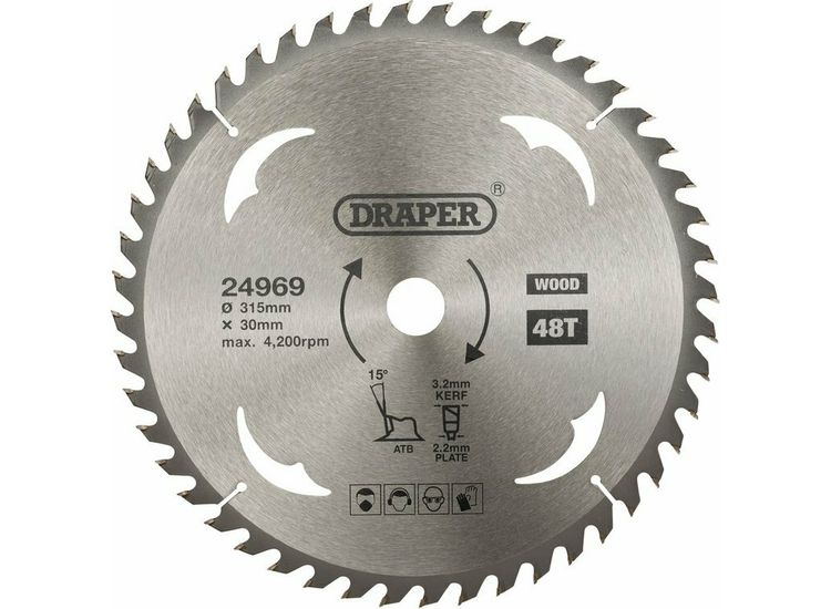 Draper 24969 TCT Circular Saw Blade for Wood, 315 x 30mm, 48T