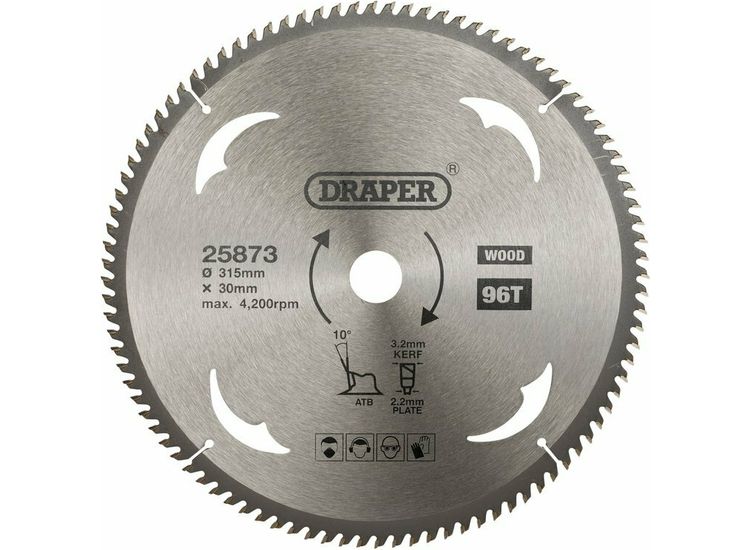 Draper 25873 TCT Circular Saw Blade for Wood, 315 x 30mm, 96T