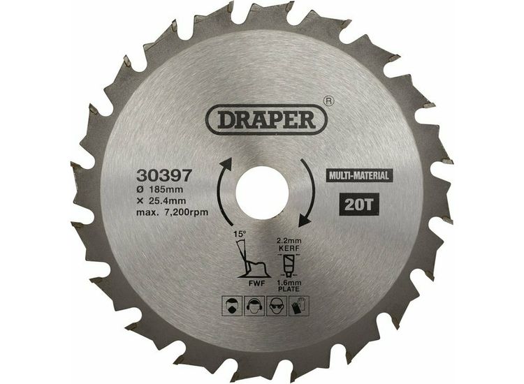 Draper 30397 TCT Multi-Purpose Circular Saw Blade, 185 x 25.4mm, 20T