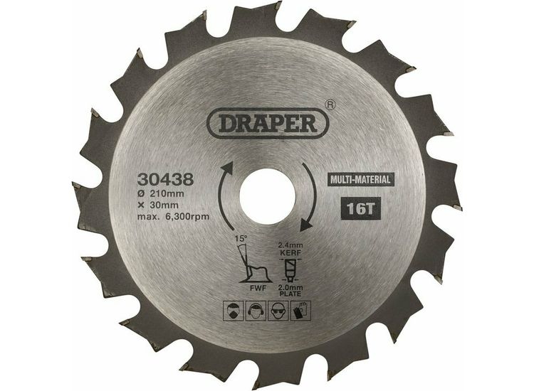 Draper 30438 TCT Multi-Purpose Circular Saw Blade, 210 x 30mm, 16T