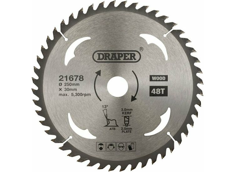 Draper 21678 TCT Circular Saw Blade for Wood, 250 x 30mm, 48T