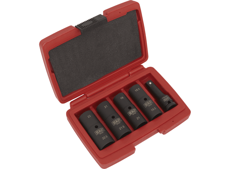 Sealey SX1820 Deep Impact Socket Set 1/2"Sq Drive 80mm Double Ended 18.5-22.5mm - 5pc