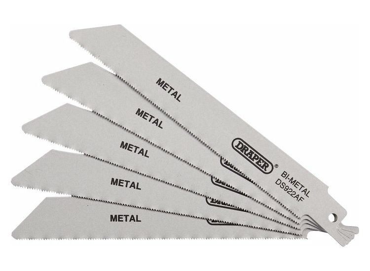 Draper 43444 Bi-metal Reciprocating Saw Blades for Metal Cutting, 150mm, 24tpi (Pack of 5)