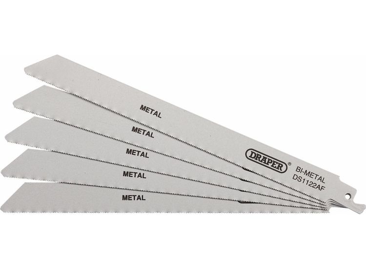 Draper 38593 Bi-metal Reciprocating Saw Blades for Metal Cutting, 225mm, 24tpi (Pack of 5)