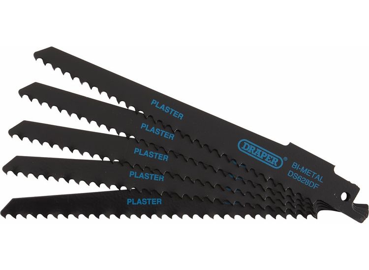 Draper 43426 Bi-metal Reciprocating Saw Blades for Plaster Cutting, 150mm, 6tpi (Pack of 5)