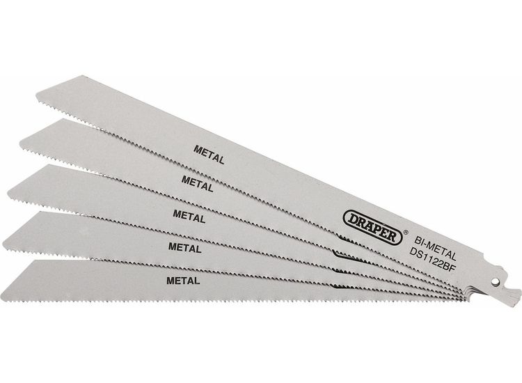 Draper 38594 Bi-metal Reciprocating Saw Blades for Metal Cutting, 225mm, 14tpi (Pack of 5)