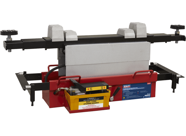 Sealey SJBEX200A Air Jacking Beam 2tonne with Arm Extenders &amp; Flat Roller Supports