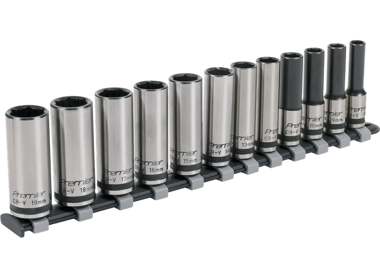 Sealey AK2744B Socket Set 12pc 3/8"Sq Drive Deep Lock-On™ 6pt Metric - Black Series