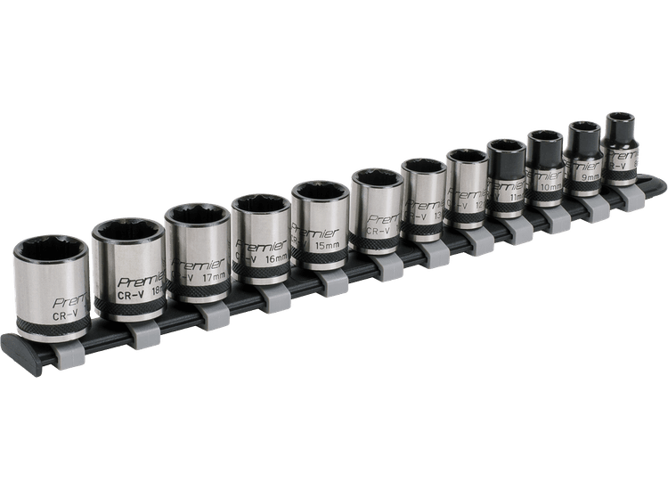 Sealey AK2741B Socket Set 12pc 3/8"Sq Drive Lock-On™ 6pt Metric - Black Series