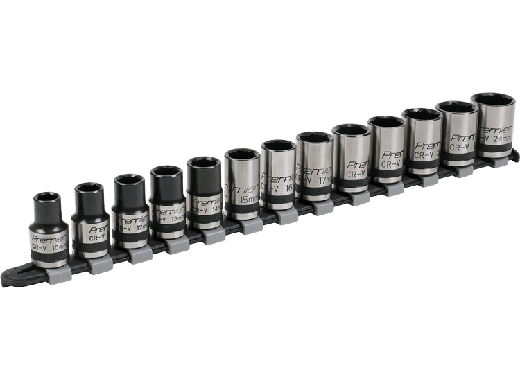 Sealey AK2742B Socket Set 13pc 1/2"Sq Drive Lock-On™ 6pt Metric - Black Series