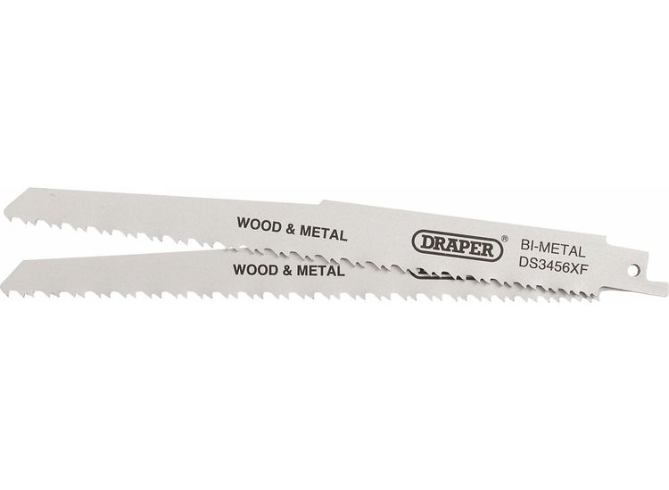 Draper 43065 Bi-metal Reciprocating Saw Blades for Multi-Purpose Cutting, 200mm, 6-12tpi (Pack of 2)