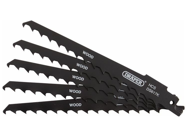 Draper 43066 Reciprocating Saw Blades for Wood and Plastic Cutting, 150mm, 3tpi (Pack of 5)