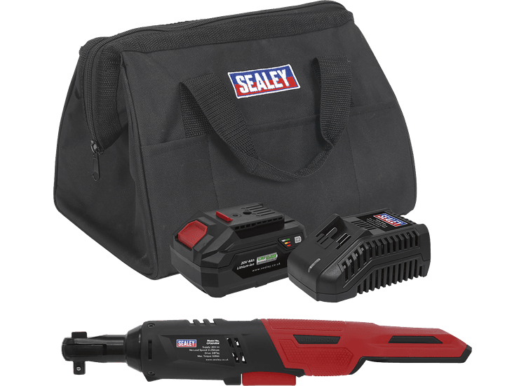 Sealey CP20VRWKIT1 Cordless Ratchet Wrench Kit  3/8"Sq Drive 60Nm 20V 4Ah