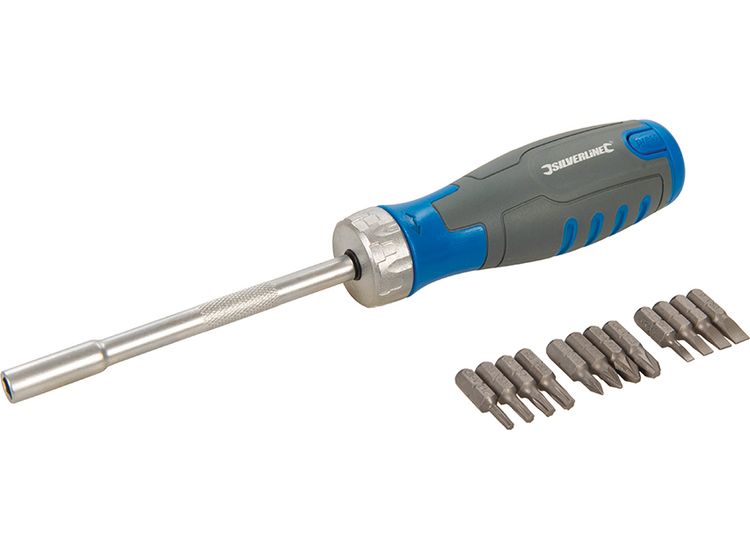 Silverline 12-in-1 Multi-Bit Ratchet Screwdriver - 12-in-1