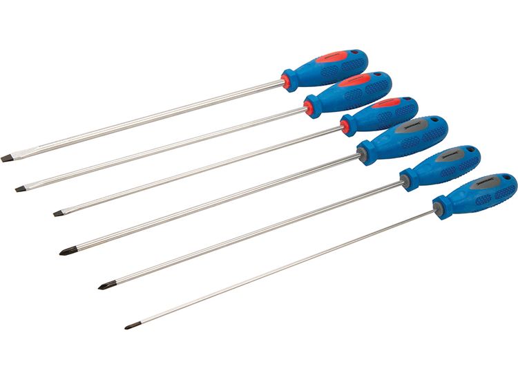 Silverline Extra-Long Screwdriver Set 6pce - 6pce