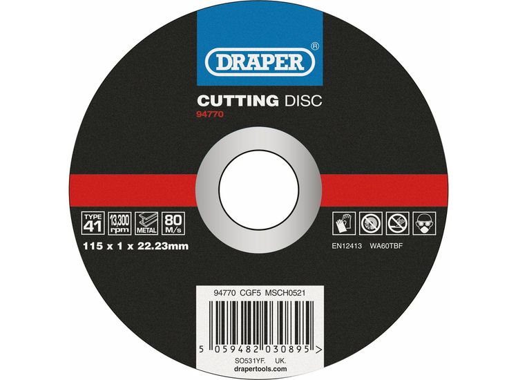 Draper 94770 Metal Cutting Disc, 115 x 1 x 22.23mm
