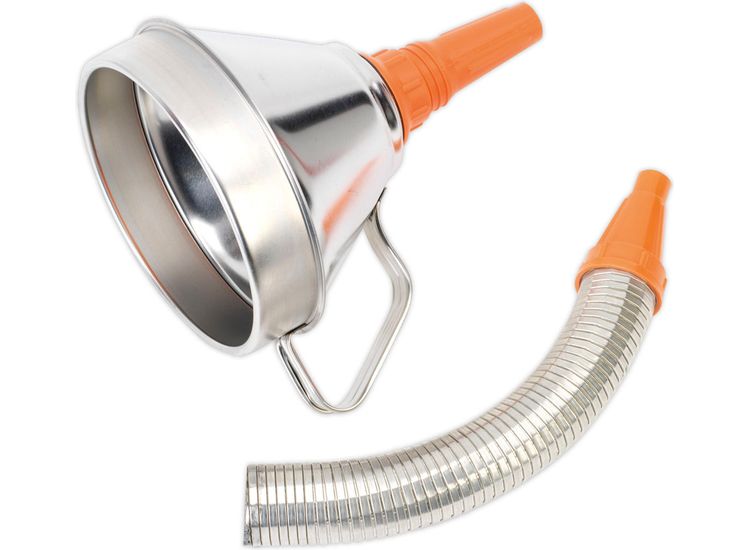 Sealey FM16F Funnel Metal with Flexible Spout &amp; Filter &amp;#8709;160mm