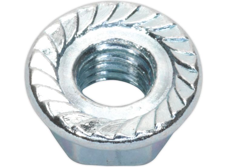 Sealey FN6 Flange Nut Serrated M6 Zinc DIN 6923 Pack of 100