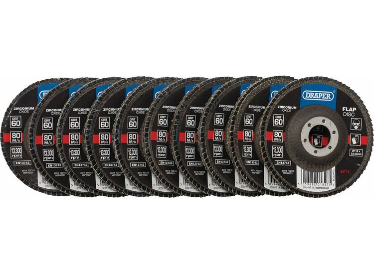 Draper 83715 Zirconium Oxide Flap Disc, 115 x 22.23mm, 60 Grit
