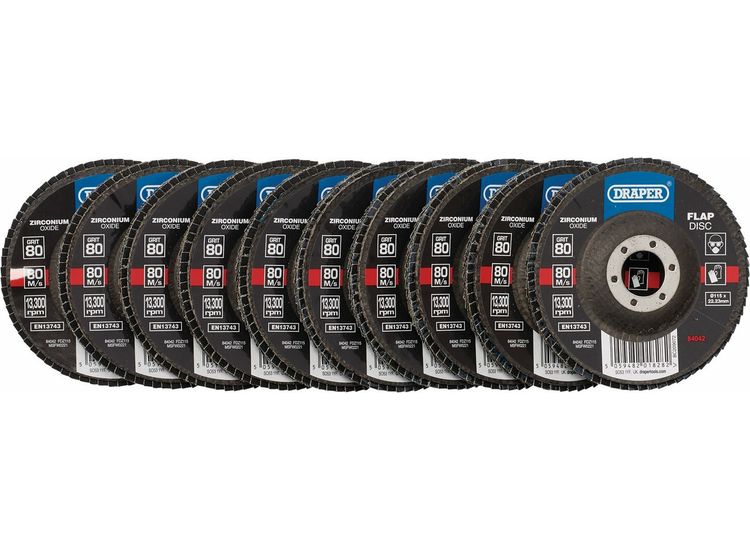 Draper 84042 Zirconium Oxide Flap Disc, 115 x 22.23mm, 80 Grit