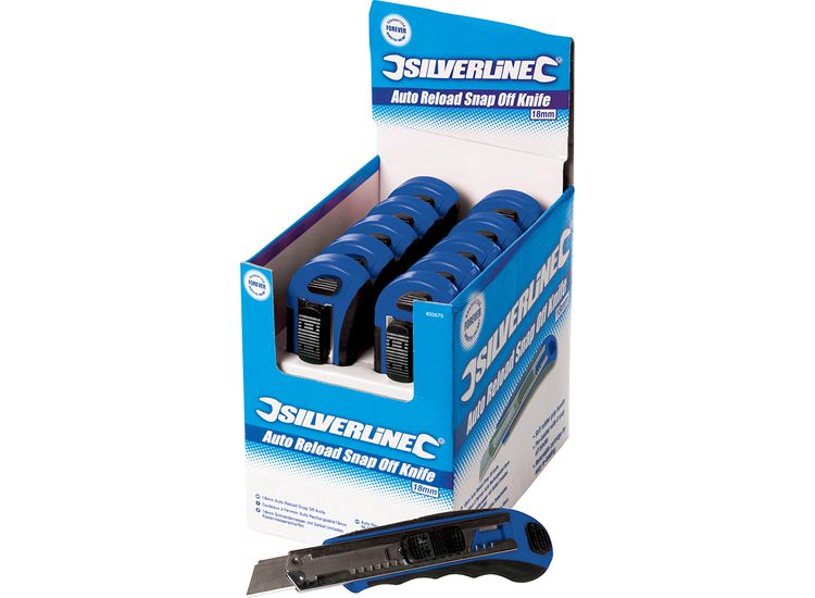 Silverline 18mm Auto Reload Snap-Off Knife Display Box 10pce