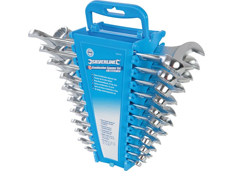 Silverline Combination Spanner Set 22pce - 6 - 22mm &amp; 1/4 - 7/8"