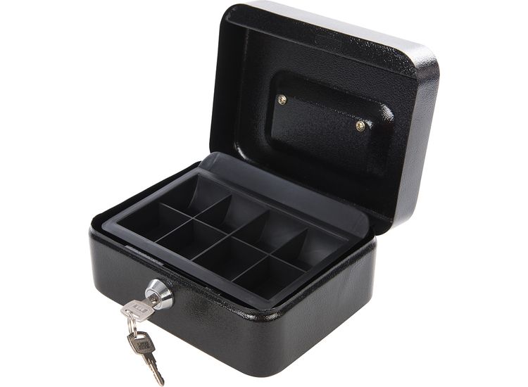 Silverline Metal Cash &amp; Valuables Box Keyed - 165 x 128 x 80mm