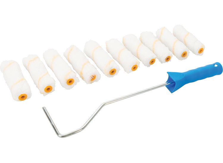 Silverline Mini Roller Frame &amp; 10 Sleeves - 100mm