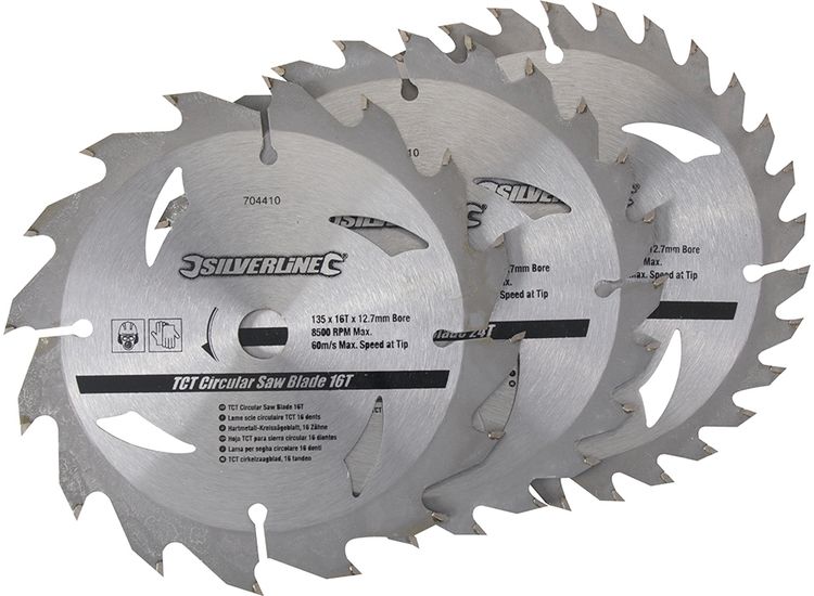 Silverline TCT Circular Saw Blades 16, 24, 30T 3pk