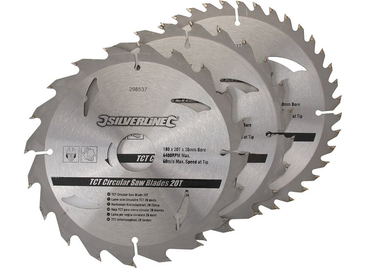Silverline TCT Circular Saw Blades 20, 24, 40T 3pk
