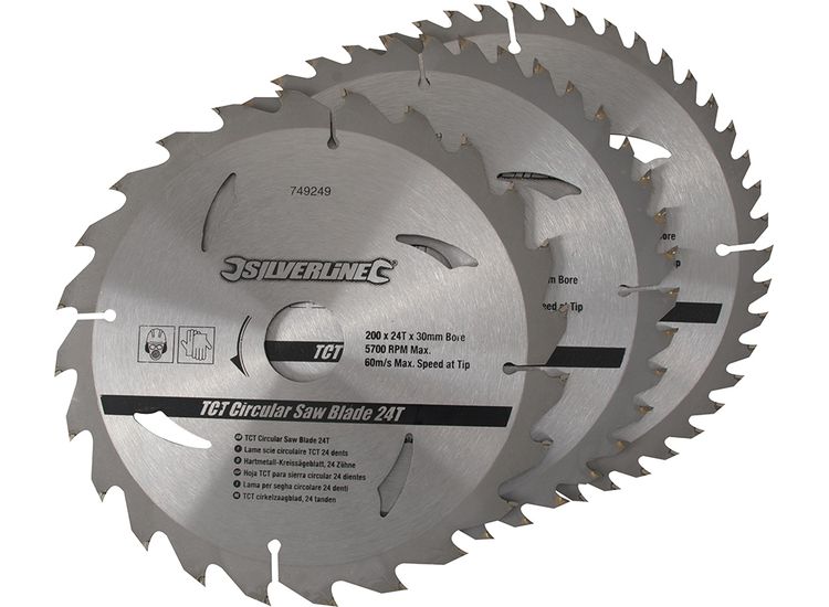 Silverline TCT Circular Saw Blades 24, 40, 48T 3pk