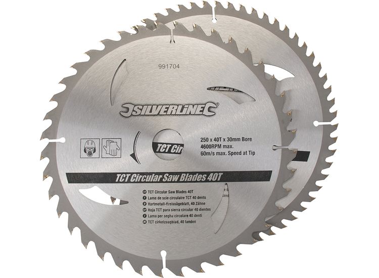 Silverline TCT Circular Saw Blades 40, 60T 2pk