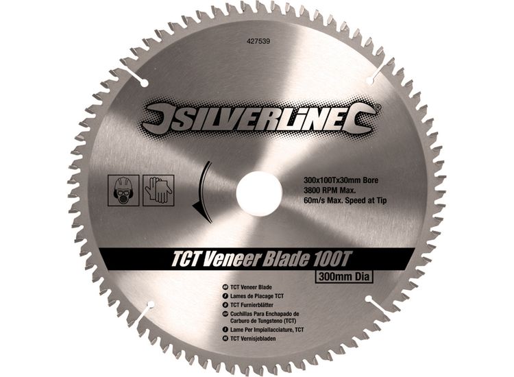 Silverline TCT Veneer Blade 100T - 300 x 30 - 25, 20, 16mm Rings