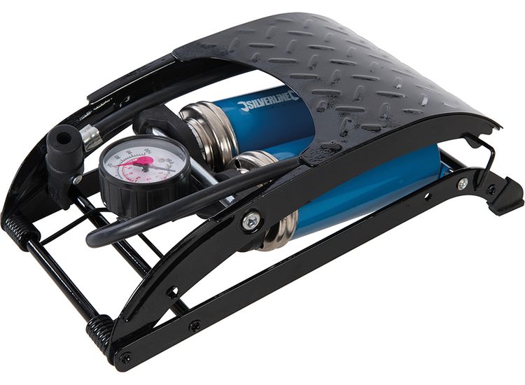 Silverline Foot Pump Heavy Duty Double Barrel - 470cc